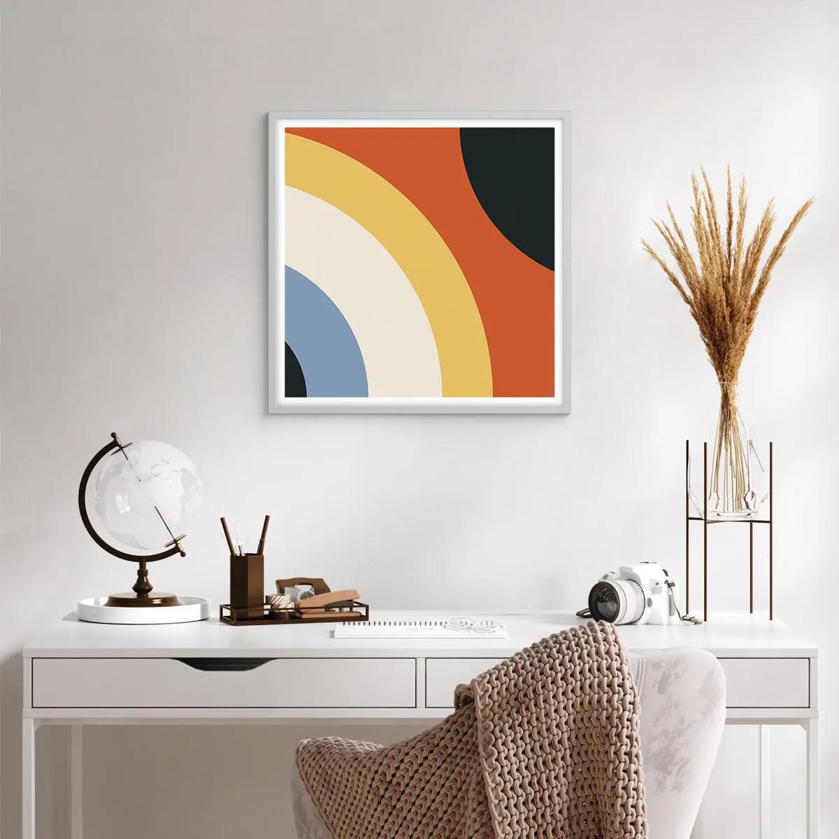 Póster en marco blanco - Círculo sobre círculo - 60x60 cm