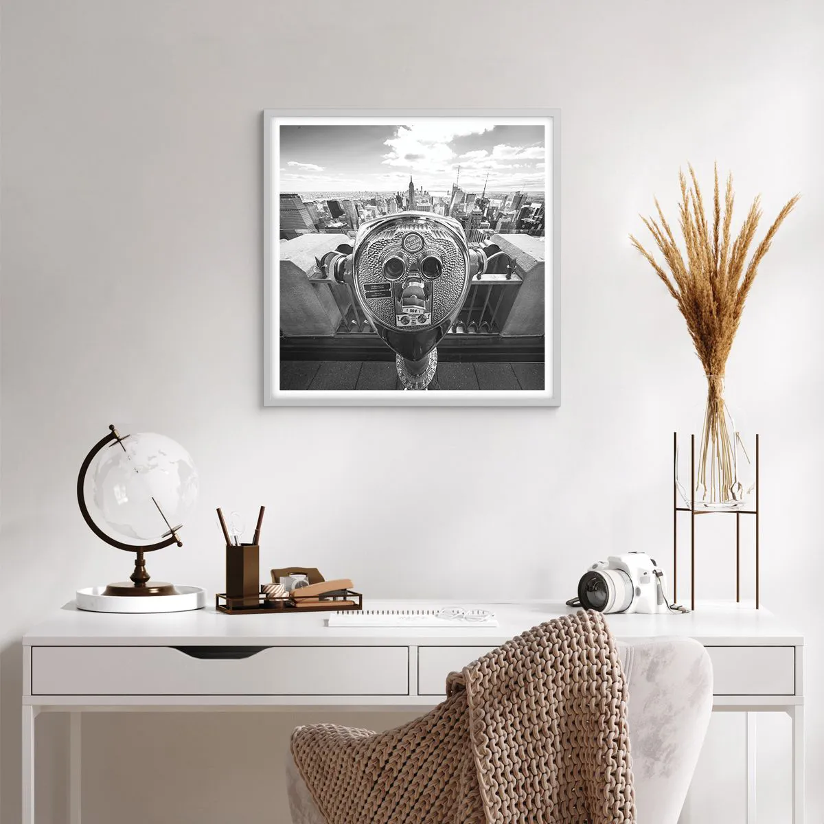 Póster en marco blanco - Sobre la ciudad - 60x60 cm