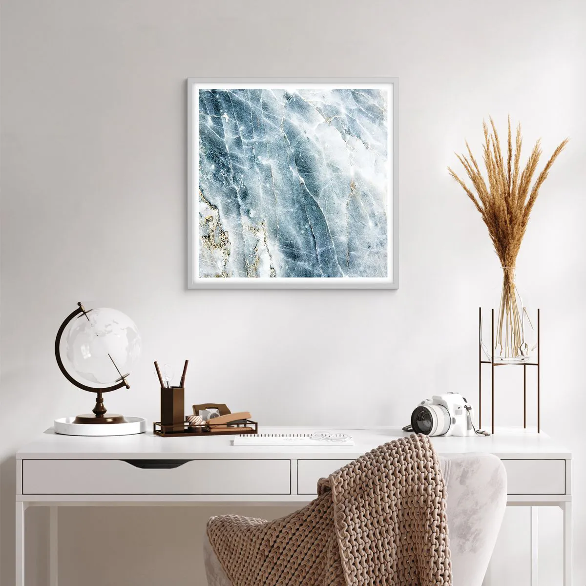 Plakat w białej ramie - Lodowy świat - 60x60 cm