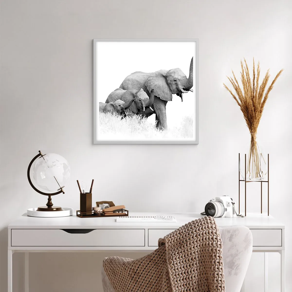 Affiche dans un cadre blanc - Poster - Un, deux, trois - 60x60 cm