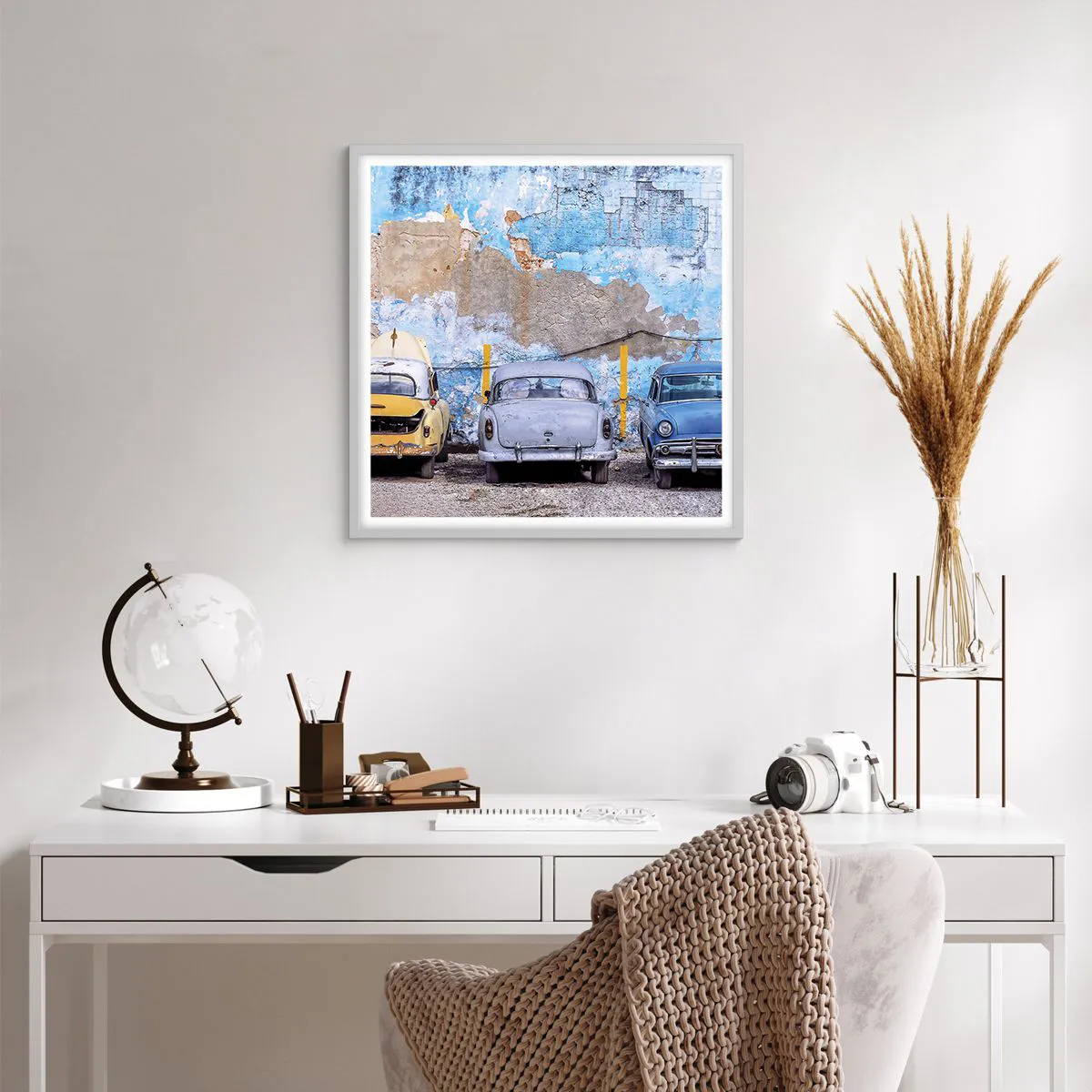 Poster in white frmae - Meeting of Veterans - 60x60 cm