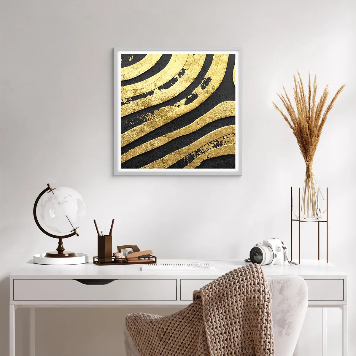 Plakát v bílém rámu - Vše plyne - 60x60 cm