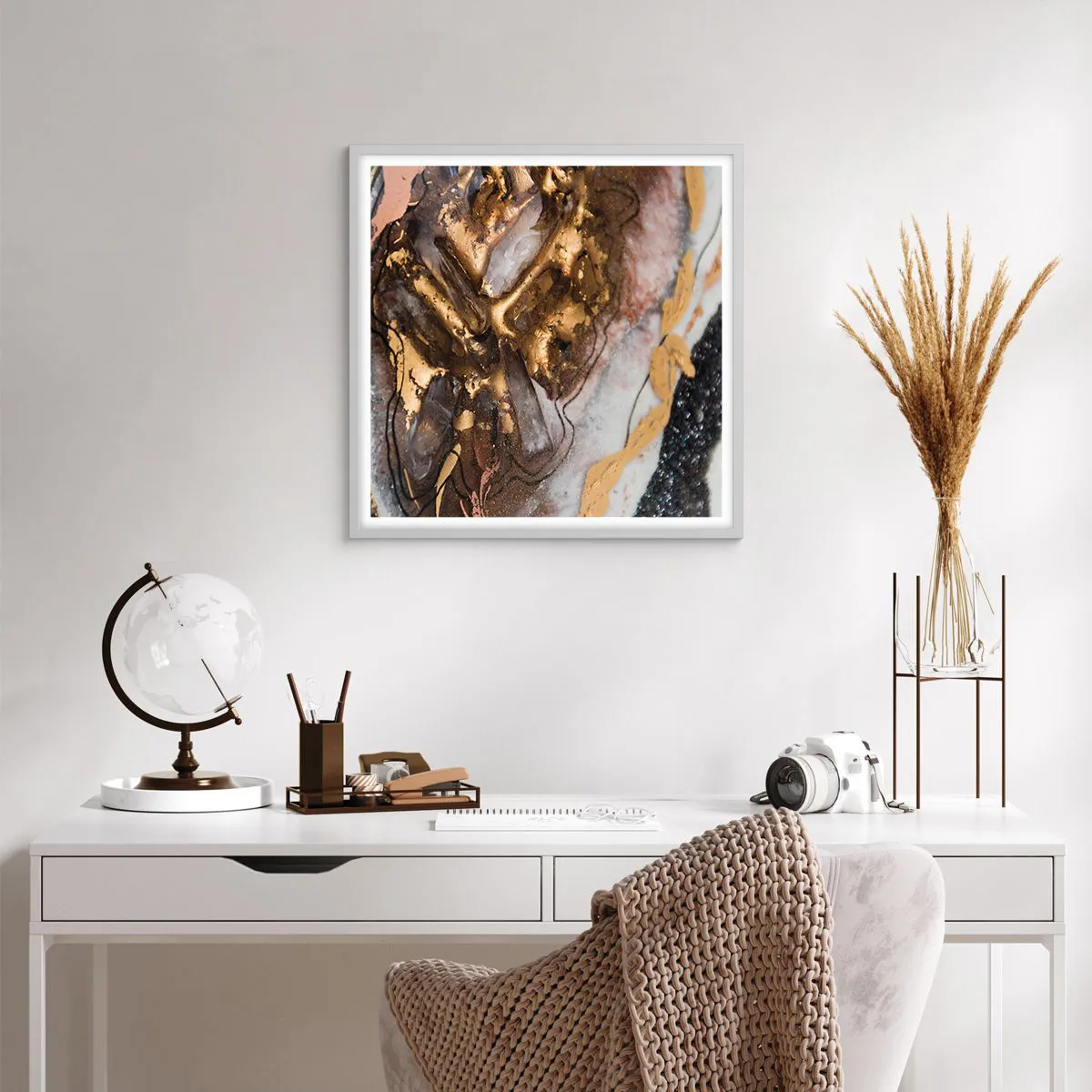 Poster in een witte lijst - Het element aarde - 60x60 cm