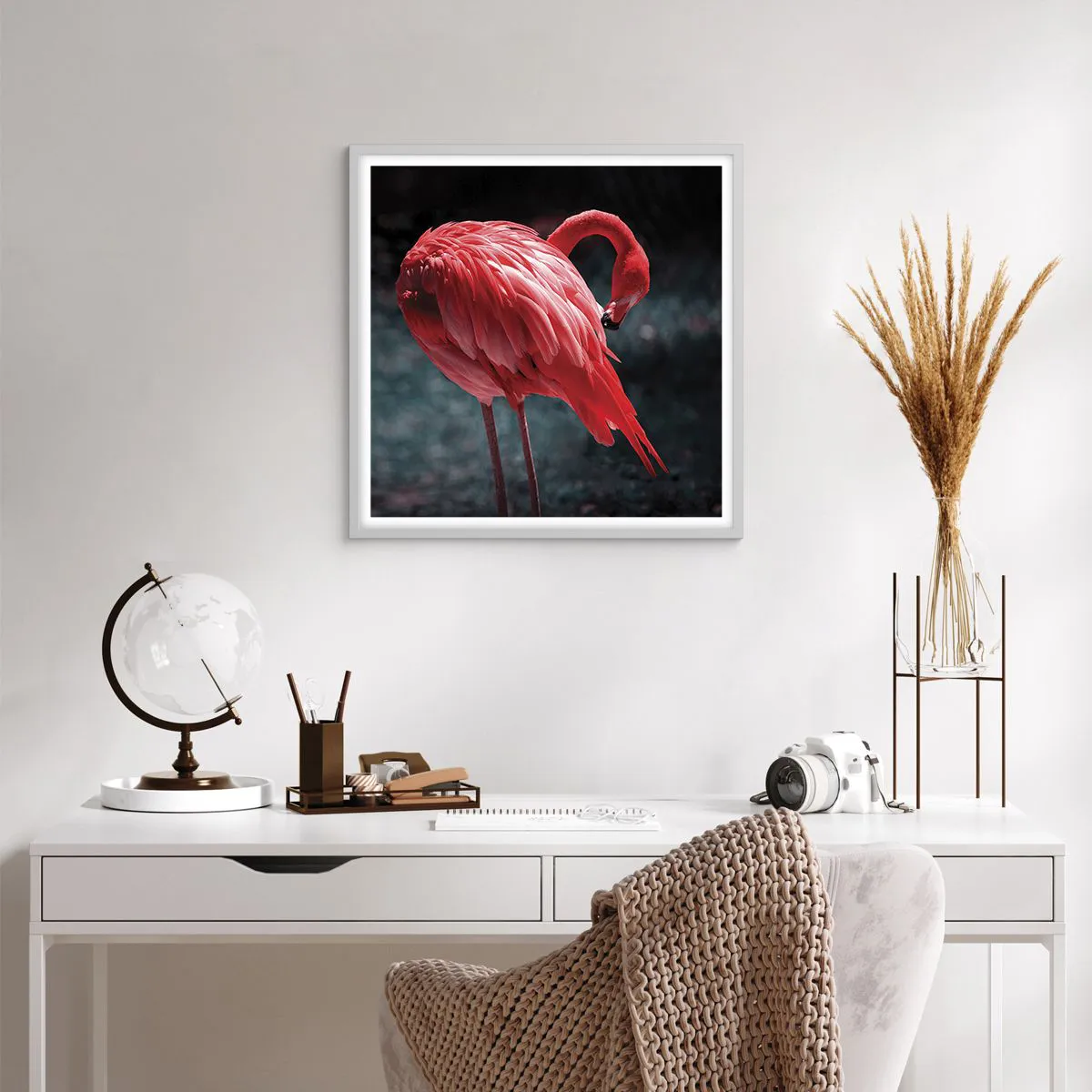 Poster in white frmae - Crimson Poem of Nature - 60x60 cm