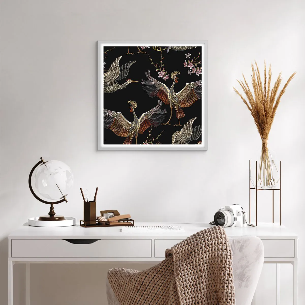 Affiche dans un cadre blanc - Poster - Un oiseau de conte de fées - 60x60 cm