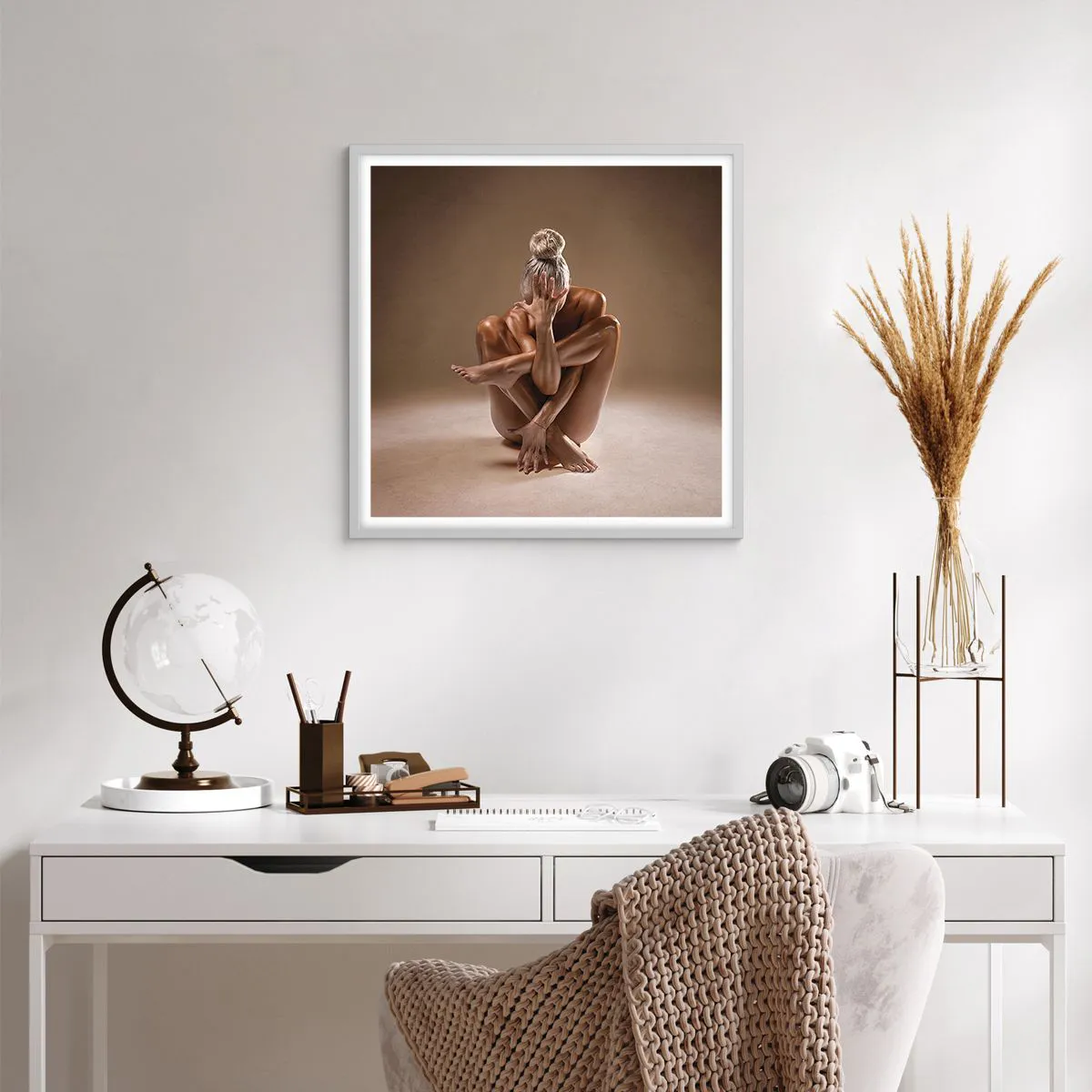 Poster în ramă albă - Unitatea trupului și a spiritului - 60x60 cm