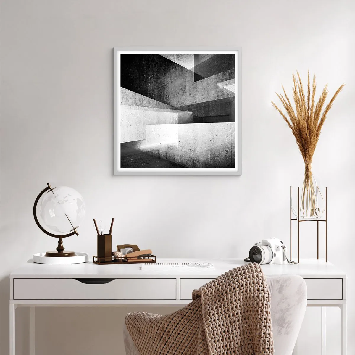 Plakat w białej ramie - Struktura przestrzeni - 60x60 cm