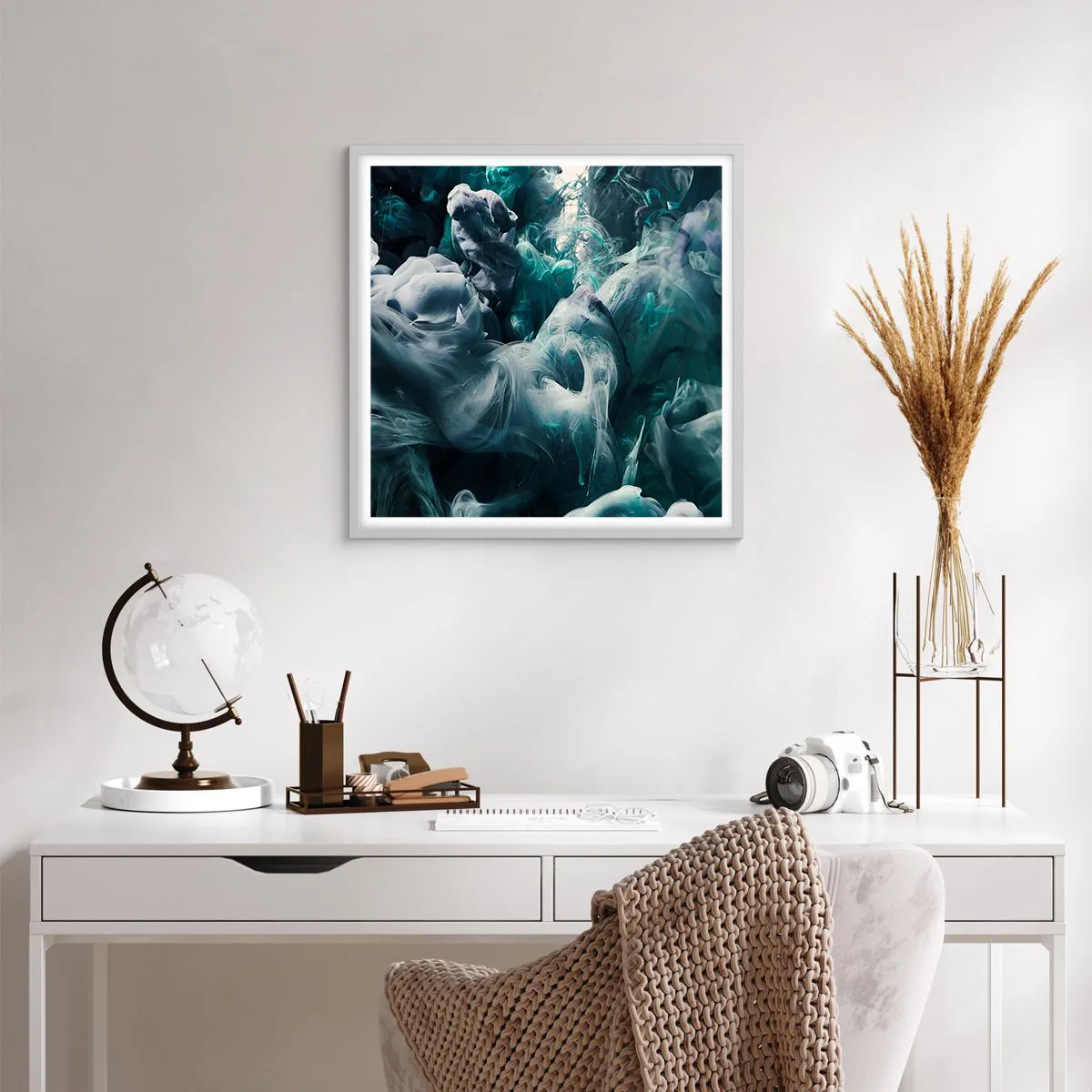 Plakat w białej ramie - Ruch koloru - 60x60 cm