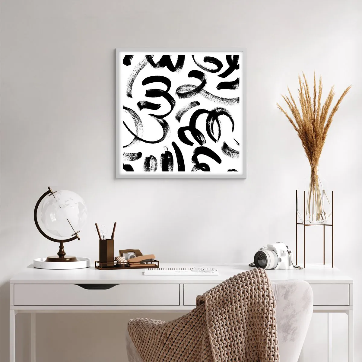 Plakat w białej ramie - Czarno na białym - 60x60 cm