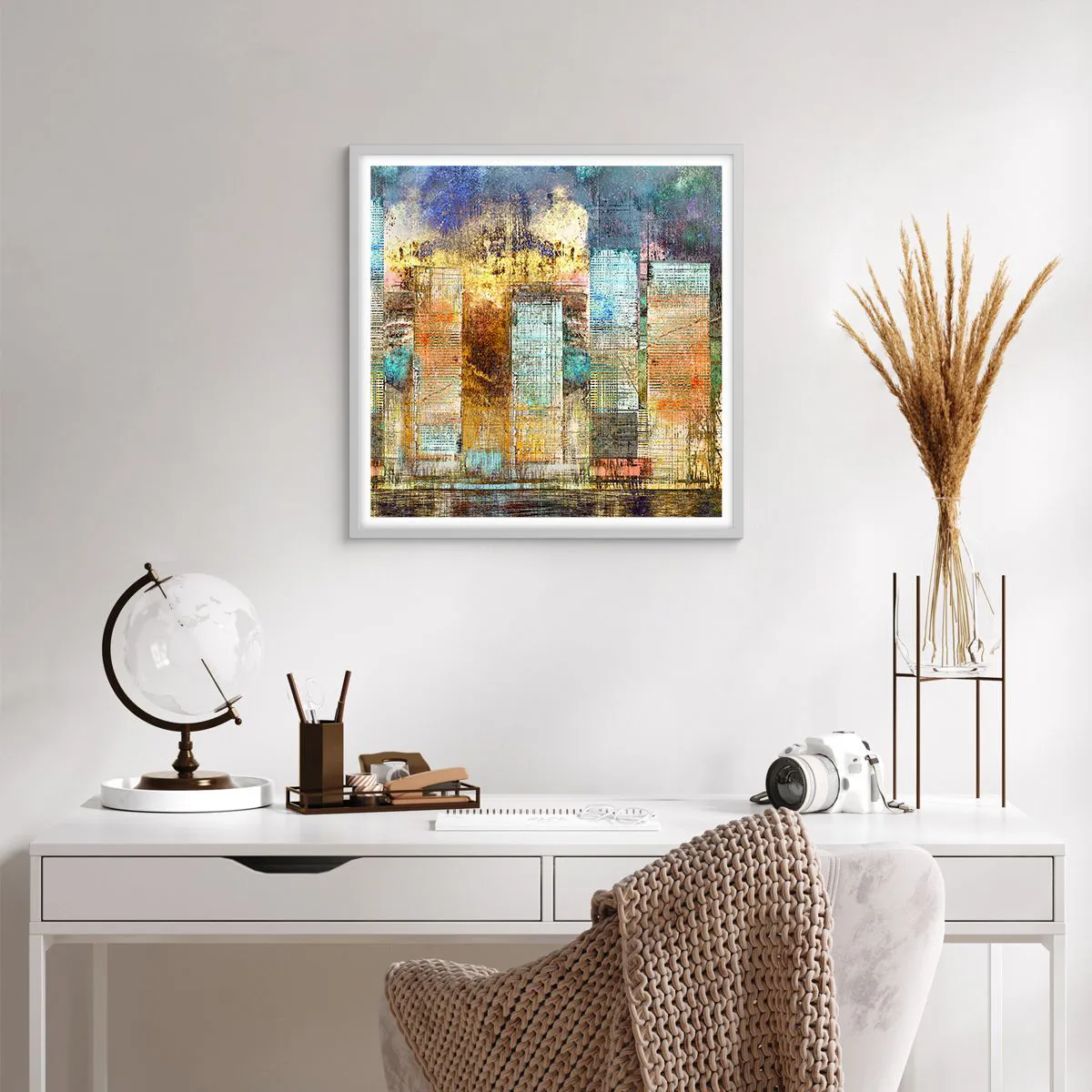 Plagát v bielom ráme - Slnečná metropola - 60x60 cm