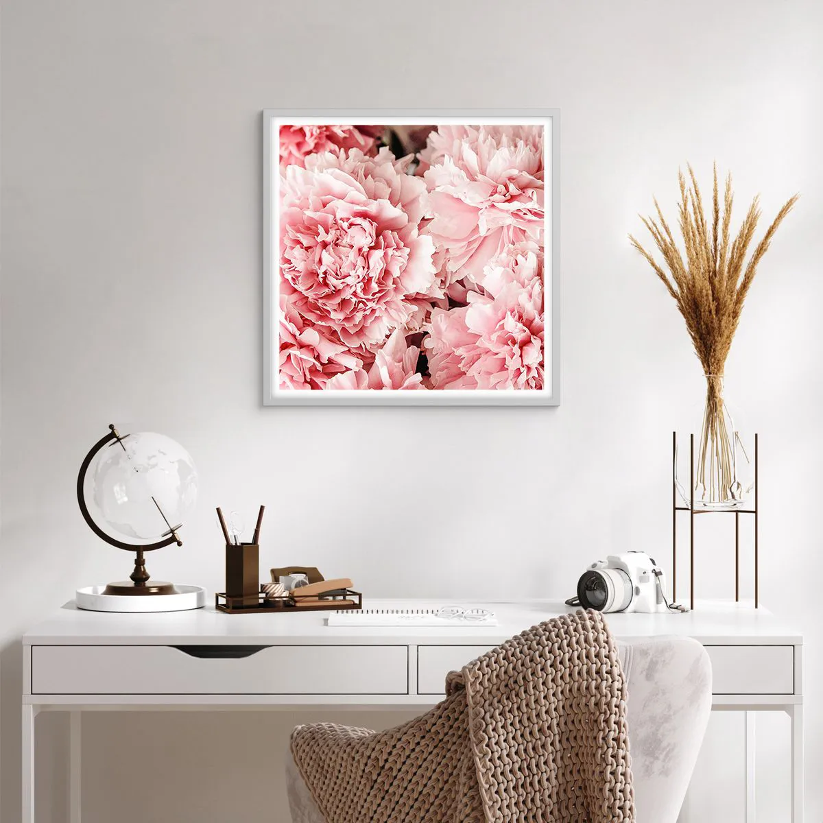 Affiche dans un cadre blanc - Poster - Rêve rose - 60x60 cm