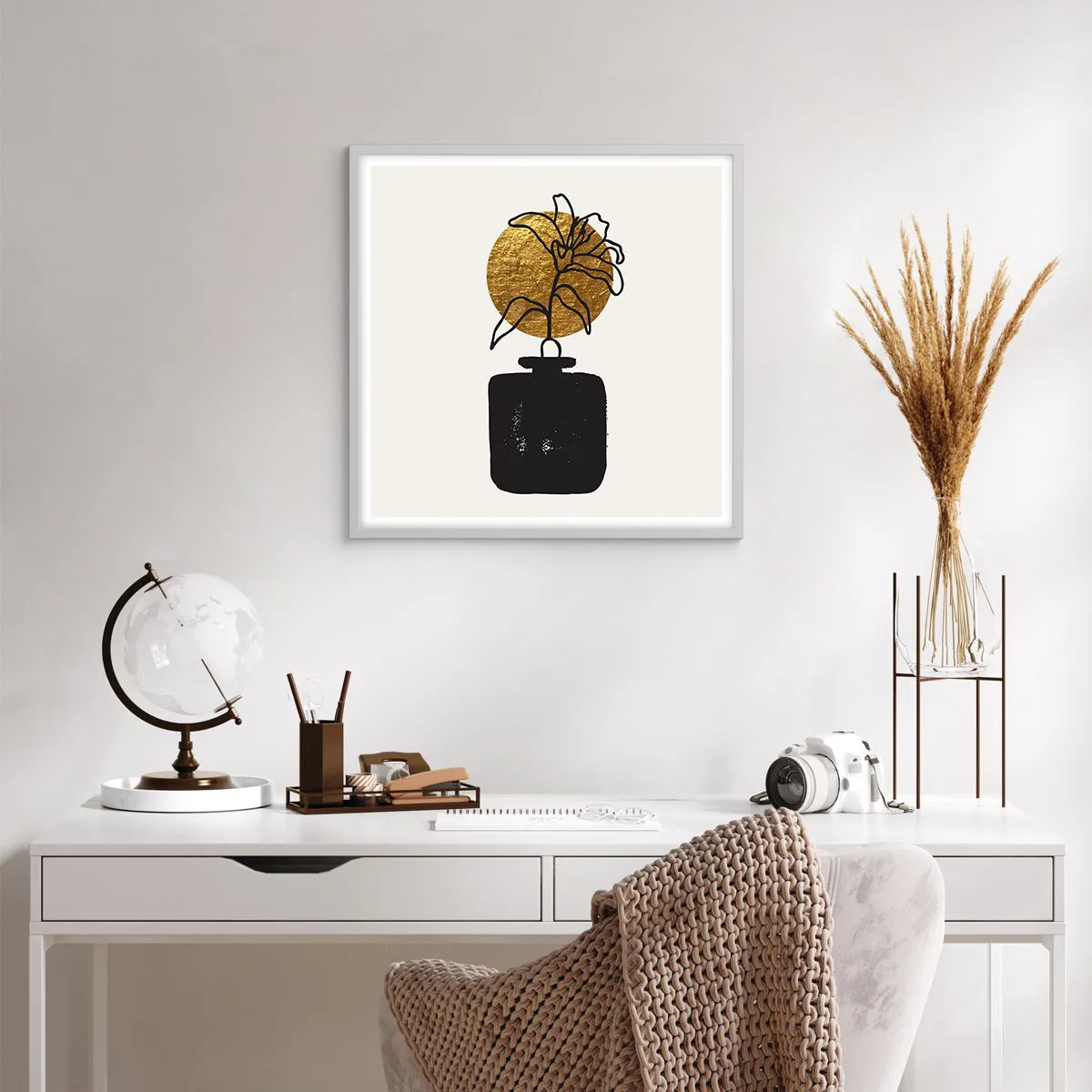 Póster en marco blanco - Belleza en equilibrio - 60x60 cm