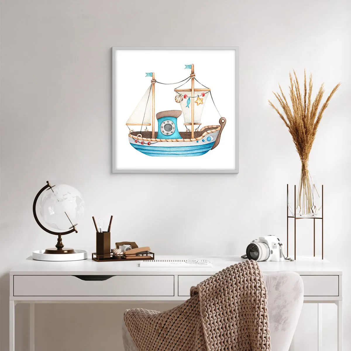 Poszter fekete keretben - Ahoj, kaland! - 60x60 cm