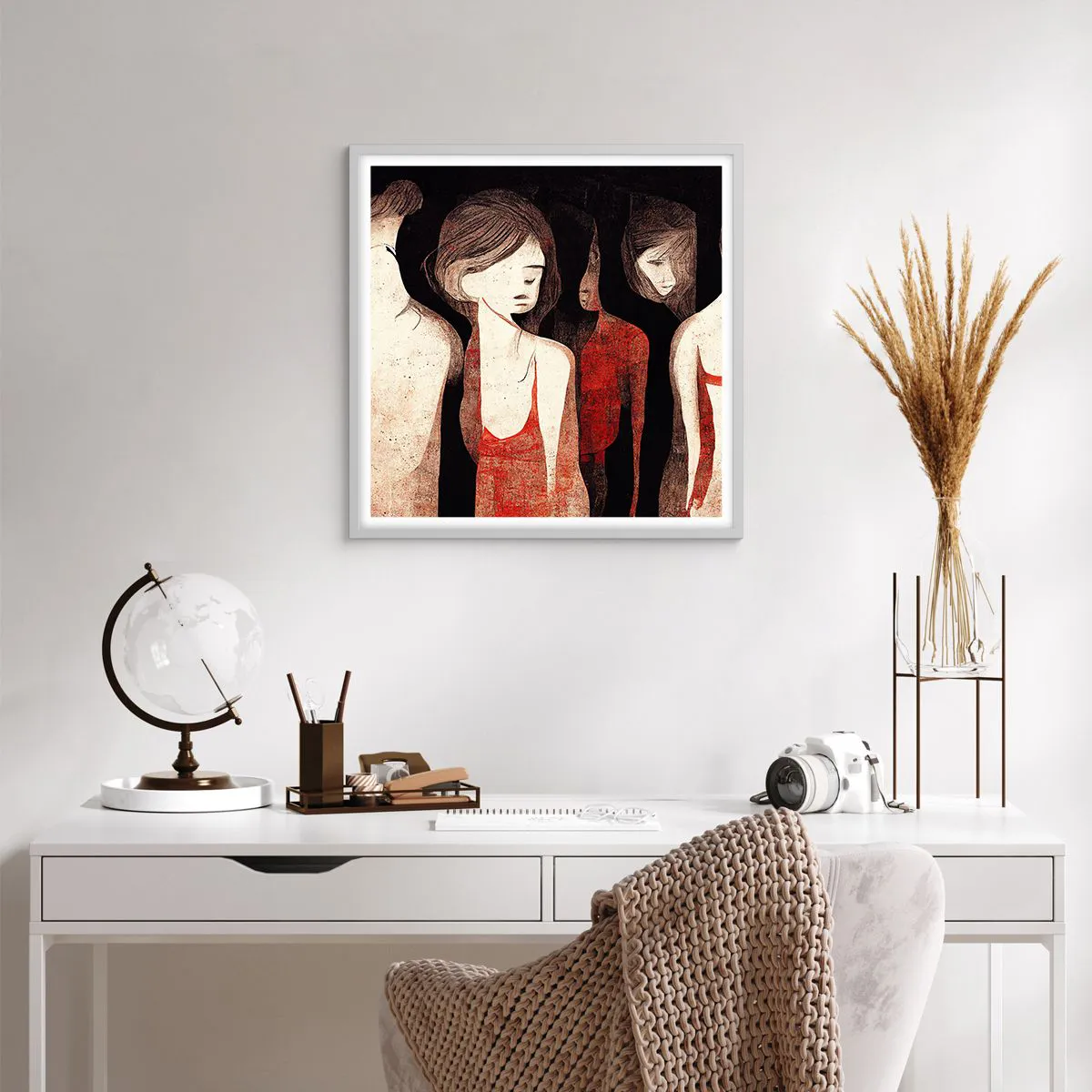 Plagát v bielom ráme - Madony z temnoty - 60x60 cm