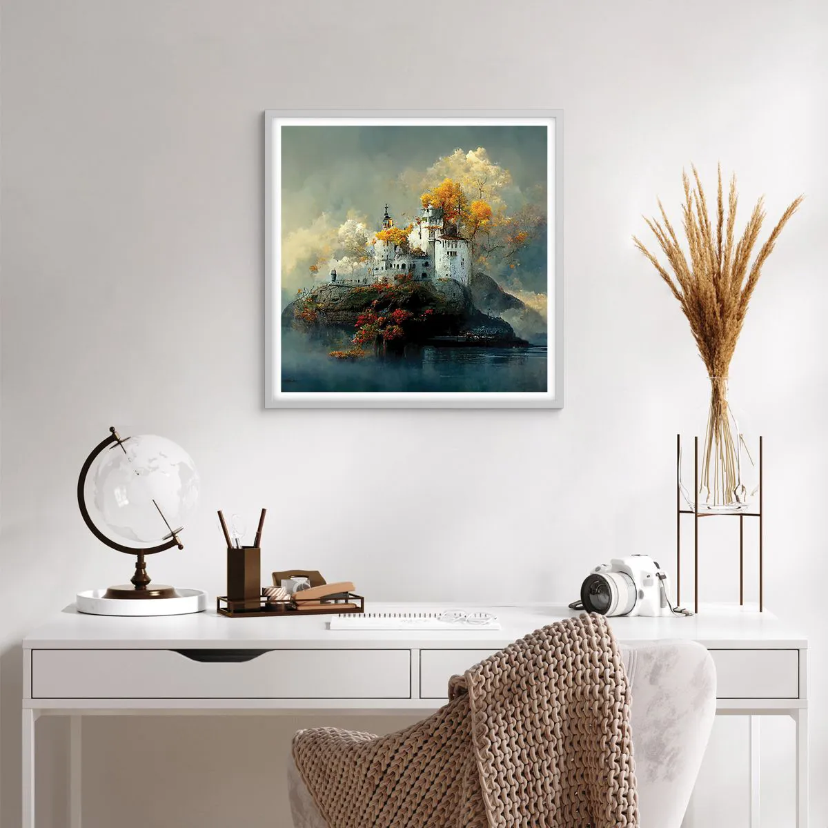 Affisch i vit ram - Början på en romantisk historia - 60x60 cm