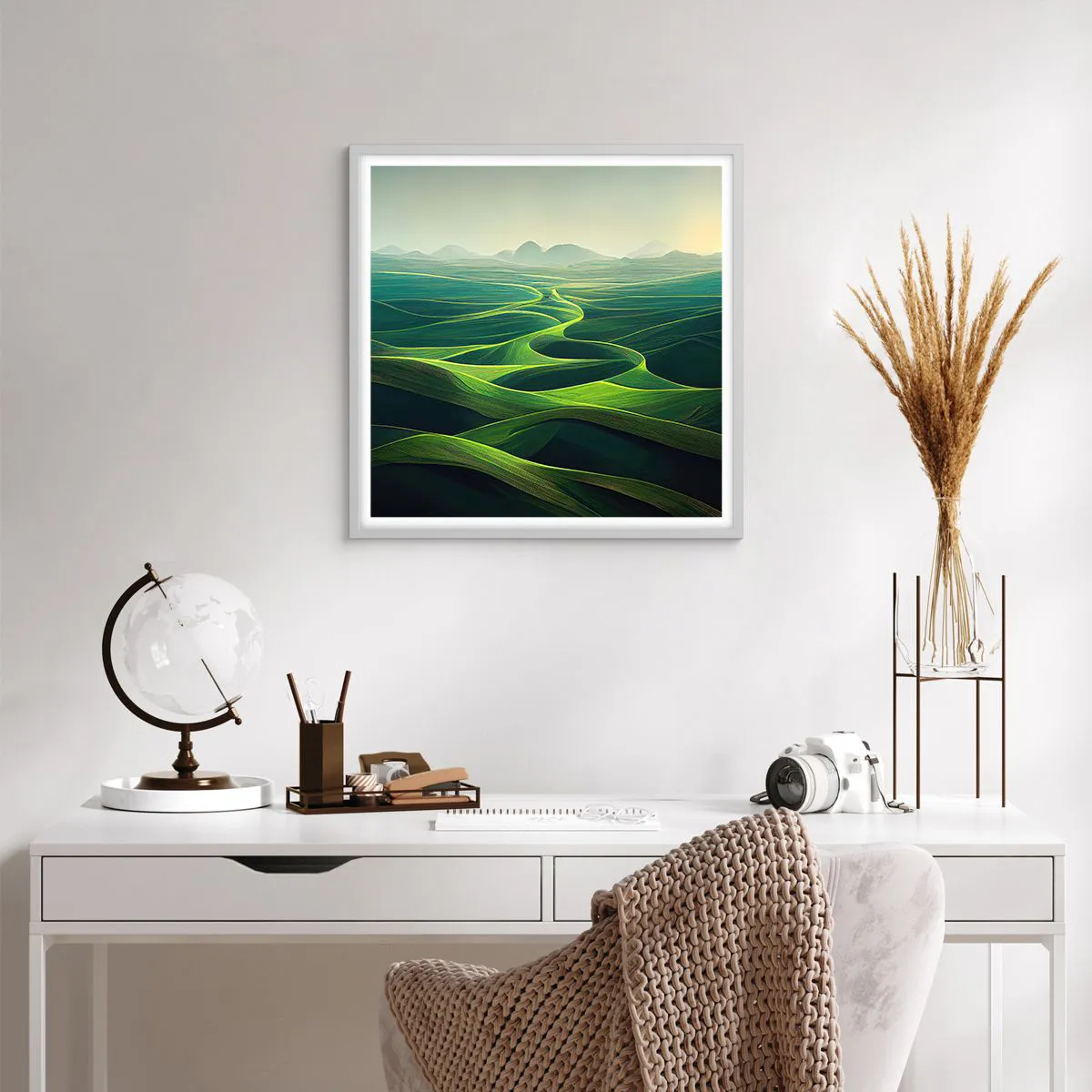 Poster in einem weißen Rahmen - In den grünen Tälern - 60x60 cm