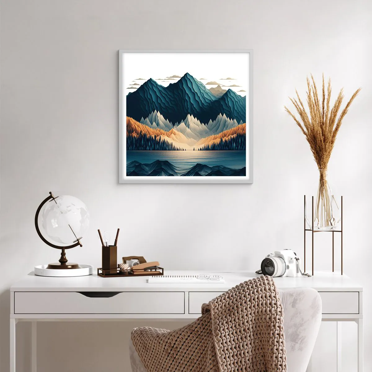 Poster in einem weißen Rahmen - Perfekte Berglandschaft - 60x60 cm