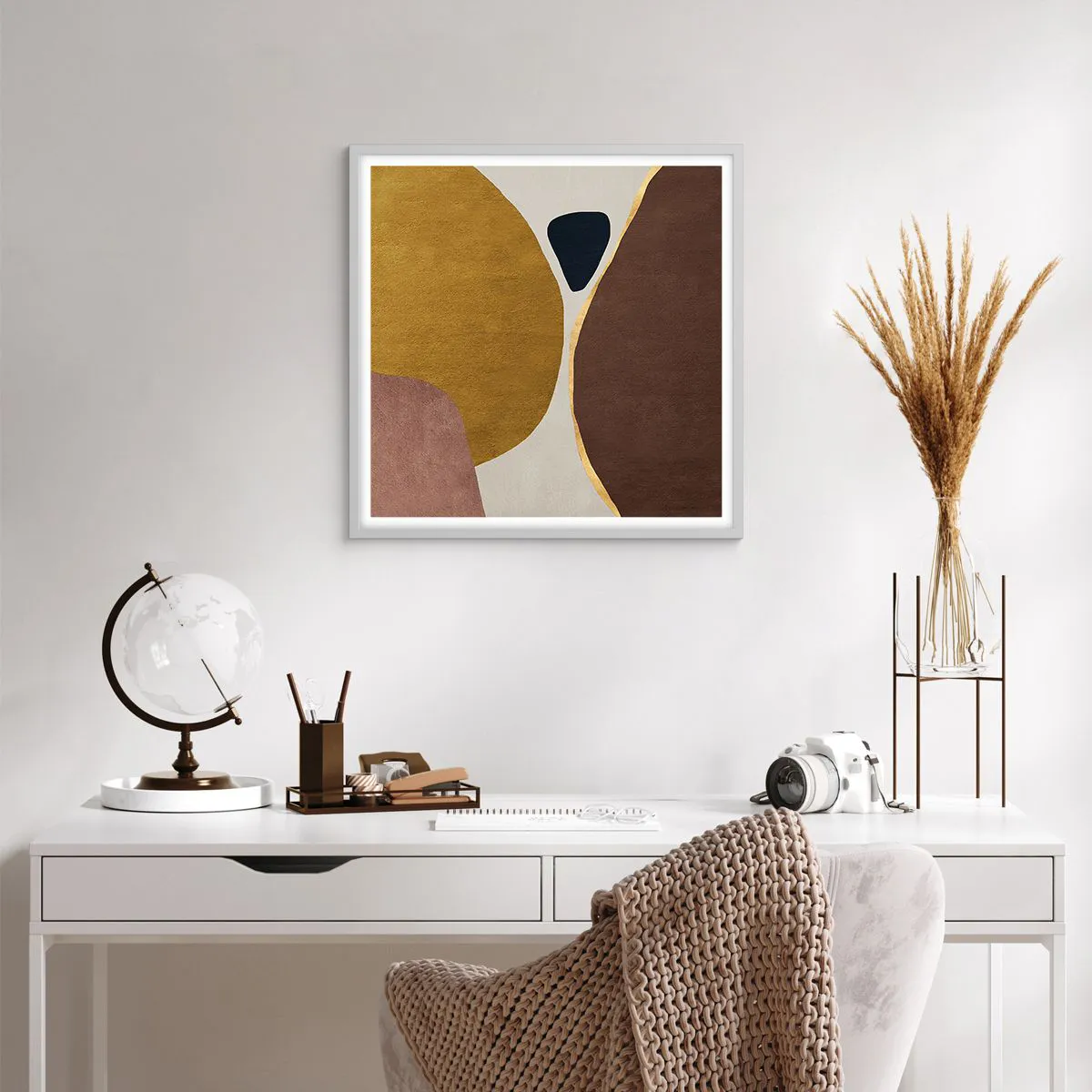 Affiche dans un cadre blanc - Poster - L'abstraction – une place dans l'espace - 60x60 cm