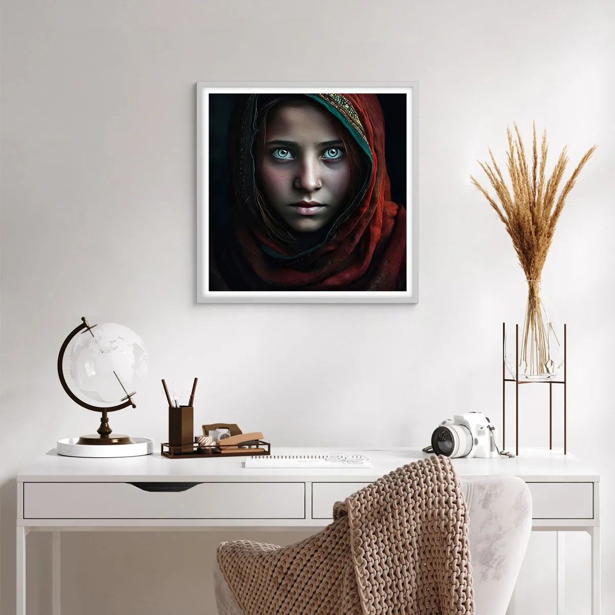 Poster in een witte lijst - Oosterse prinses - 60x60 cm
