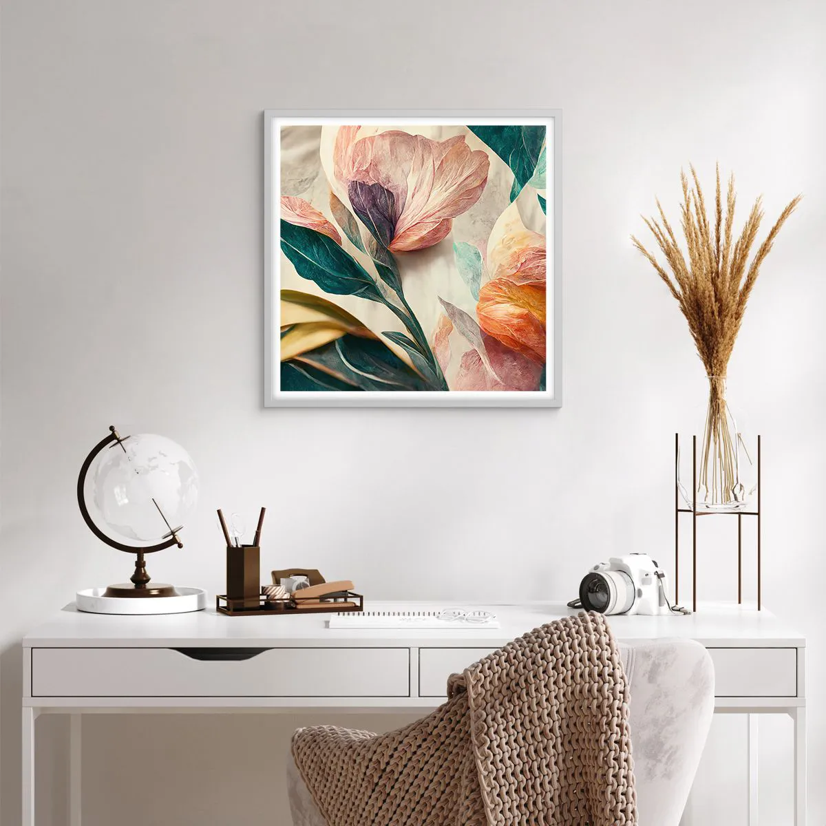 Affiche dans un cadre blanc - Poster - Fleurs des îles du sud - 60x60 cm