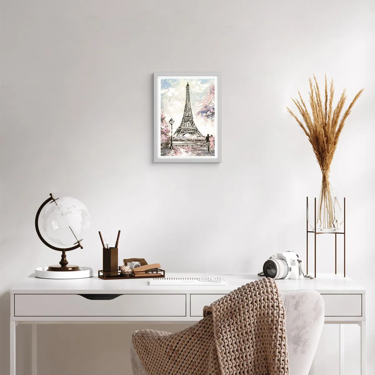 Poster in einem weißen Rahmen - Aprilspaziergang durch Paris - 30x40 cm