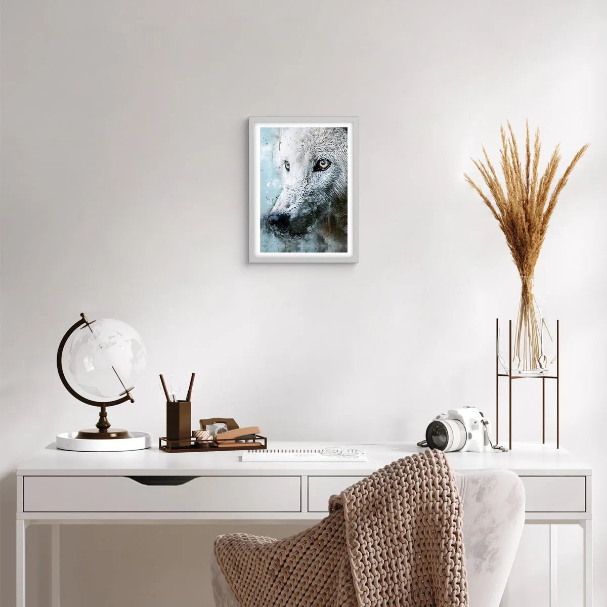 Poster în ramă albă - Faceți cunoștință cu sufletul lupului - 30x40 cm