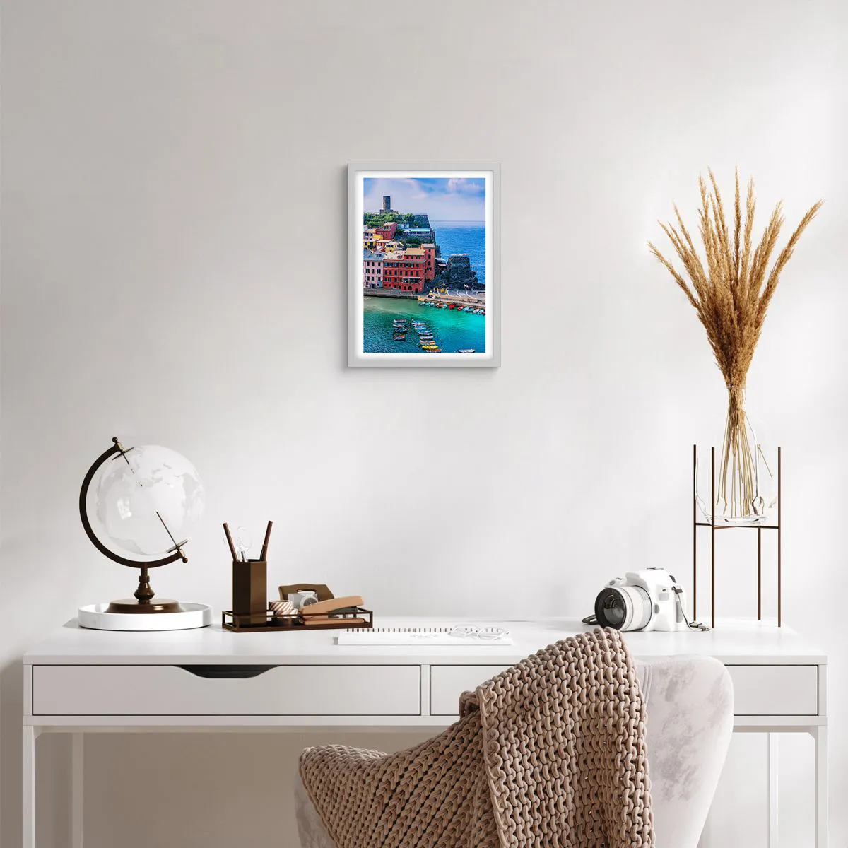 Poster in cornice bianca - Magica cittadina mediterranea - 30x40 cm