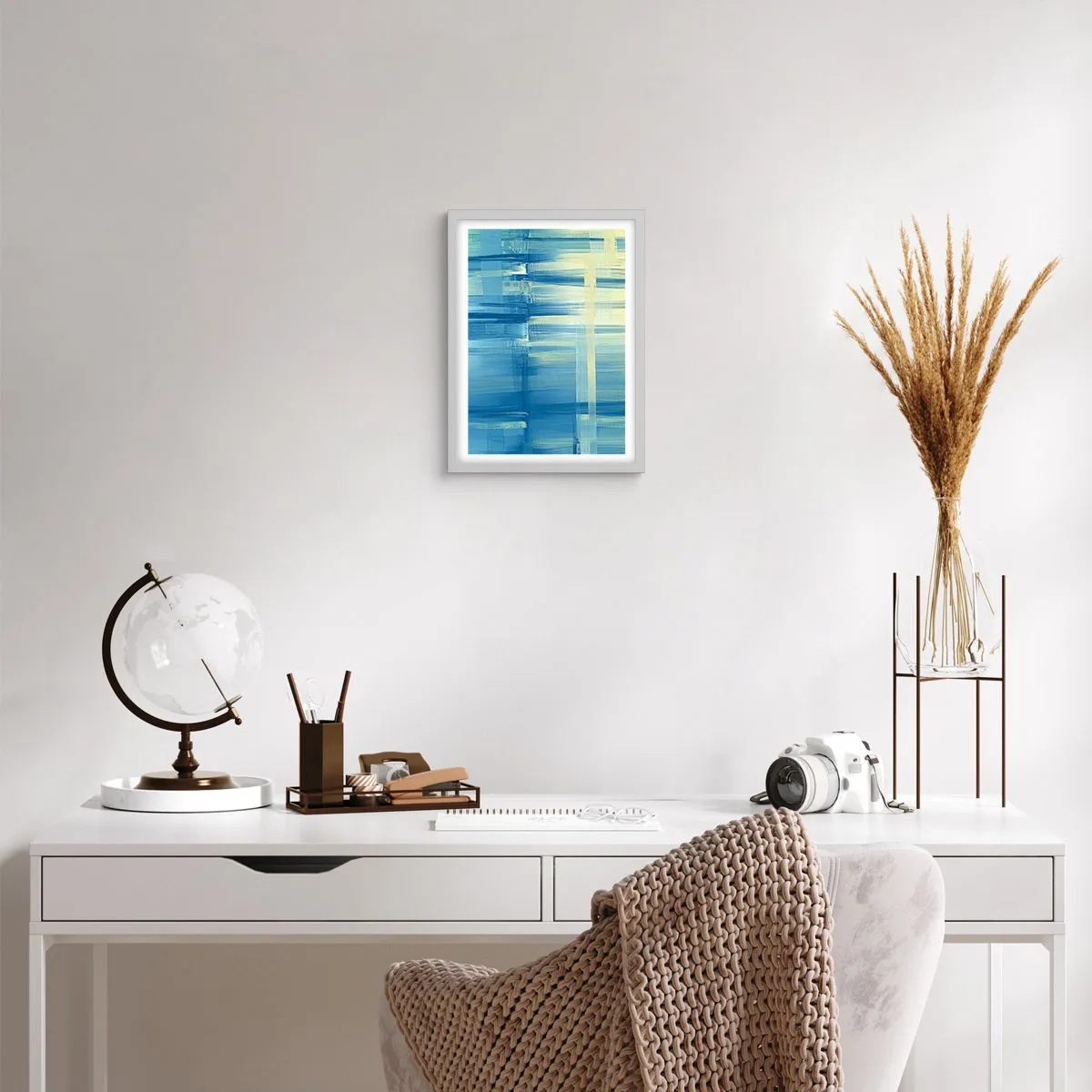 Poster in white frmae - Composition In Turquoise - 30x40 cm