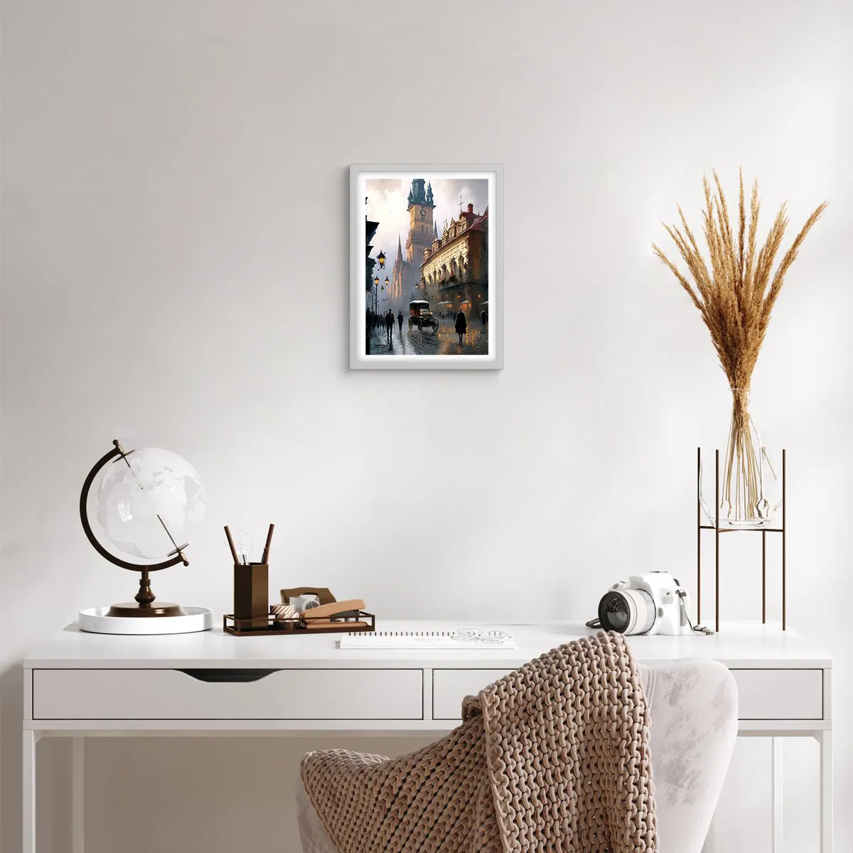 Poster in einem weißen Rahmen - Charme eines Prager Abends - 30x40 cm