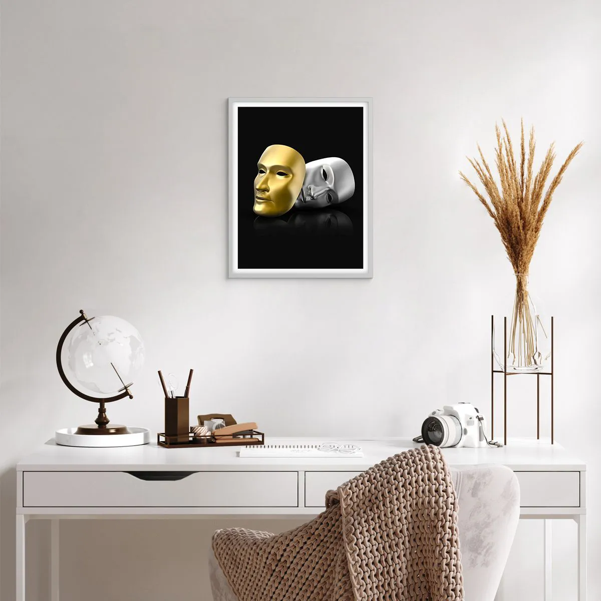 Plagát v bielom ráme - Život je divadlo - 40x50 cm