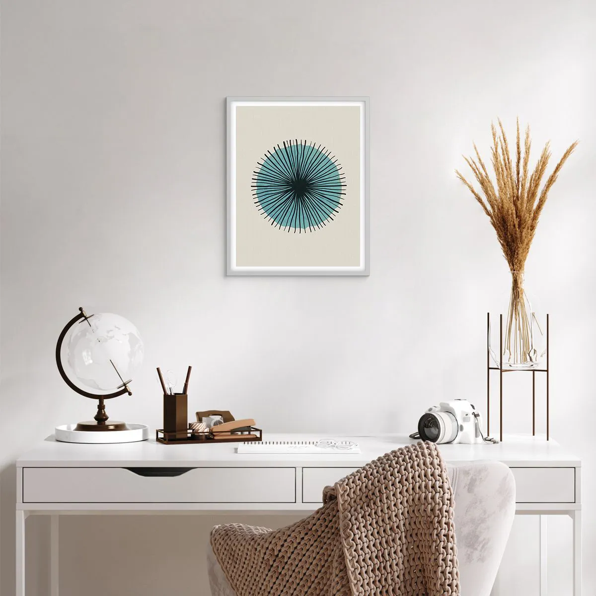 Póster en marco blanco - Radiante en azul - 40x50 cm