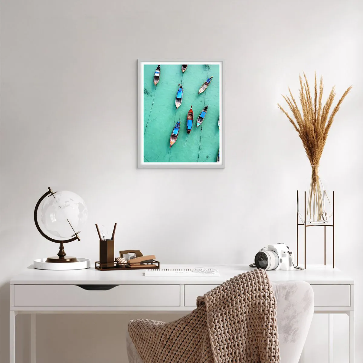 Affiche dans un cadre blanc - Poster - Dans une attente jouyeuse - 40x50 cm