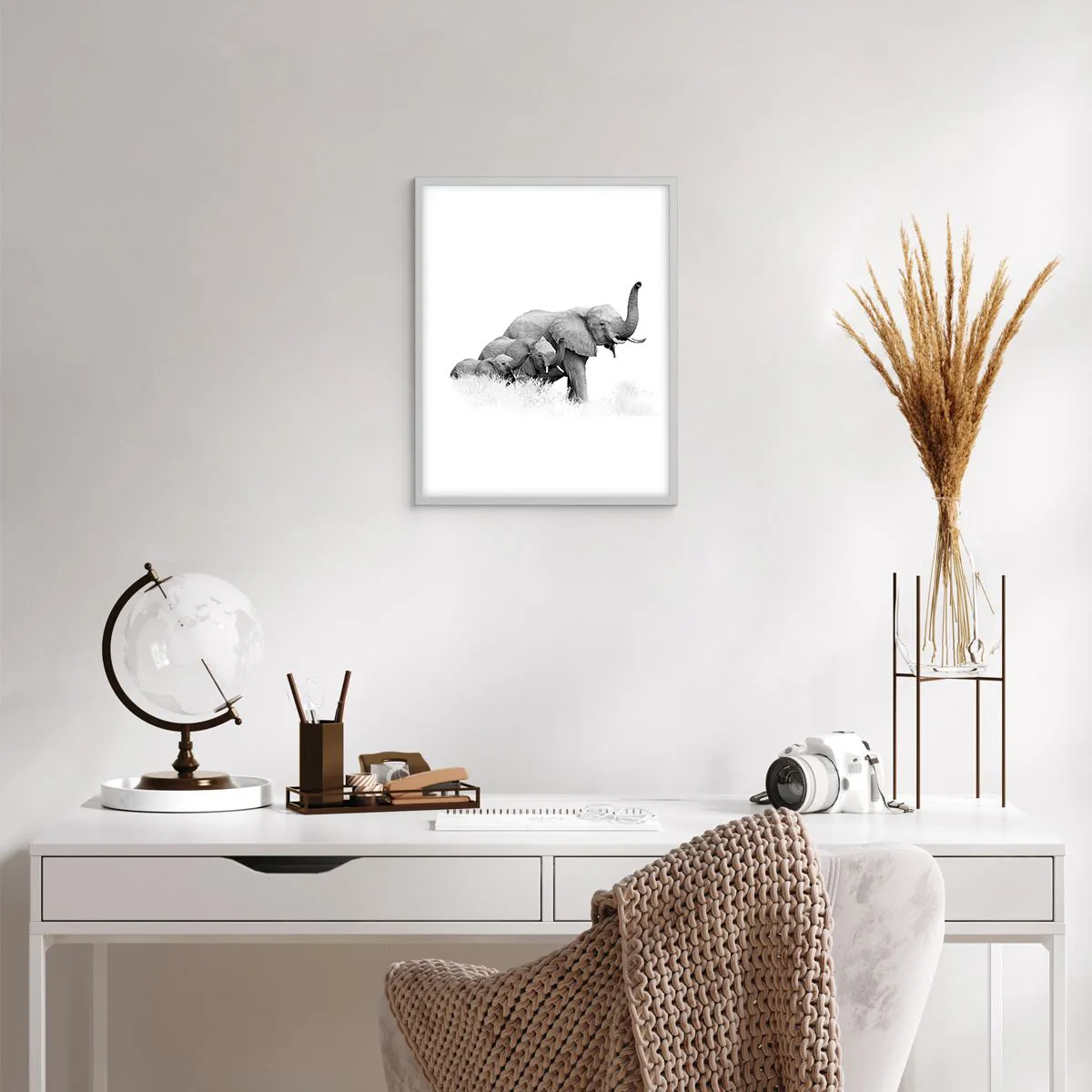 Affiche dans un cadre blanc - Poster - Un, deux, trois - 40x50 cm