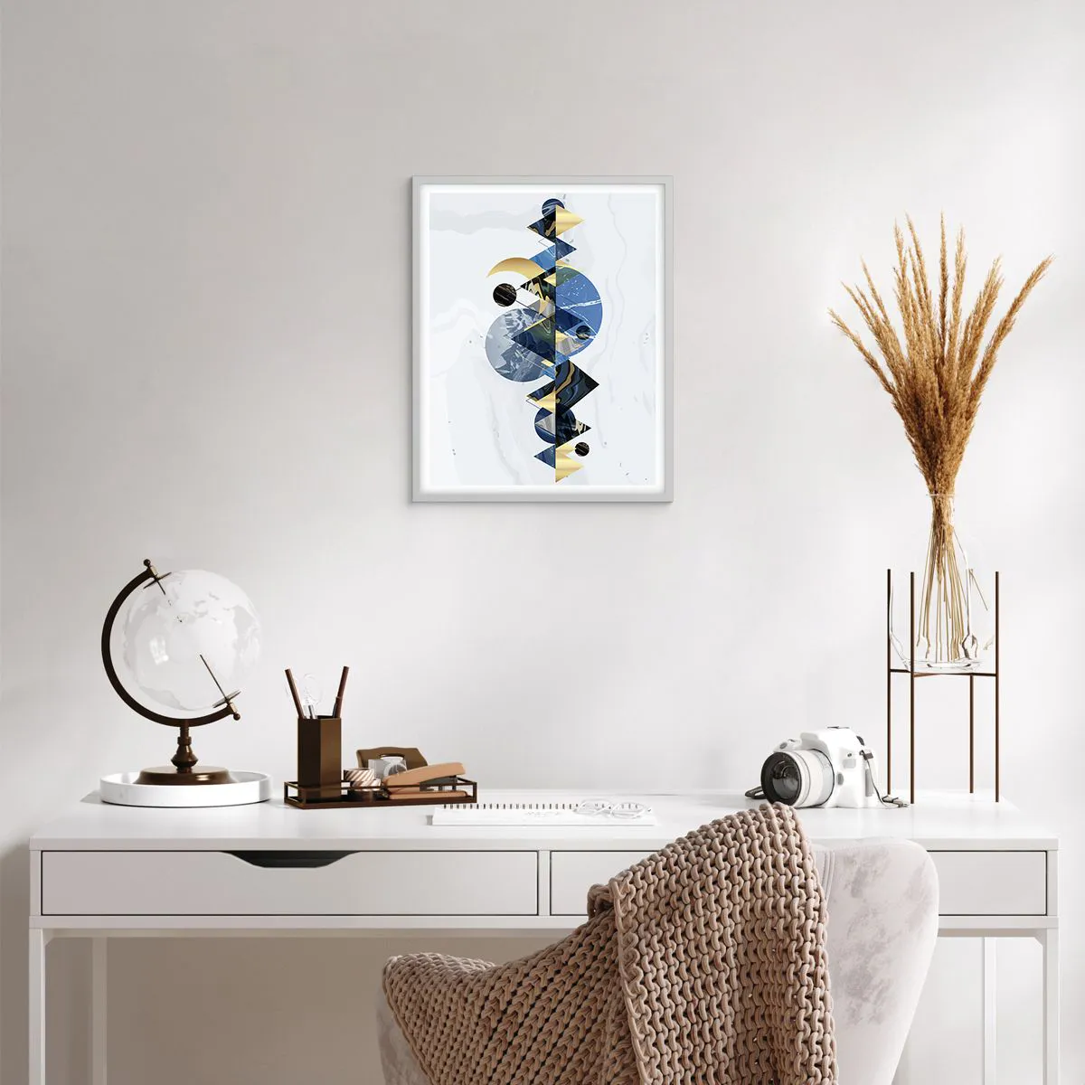 Affisch i vit ram - Geometriskt landskap - 40x50 cm