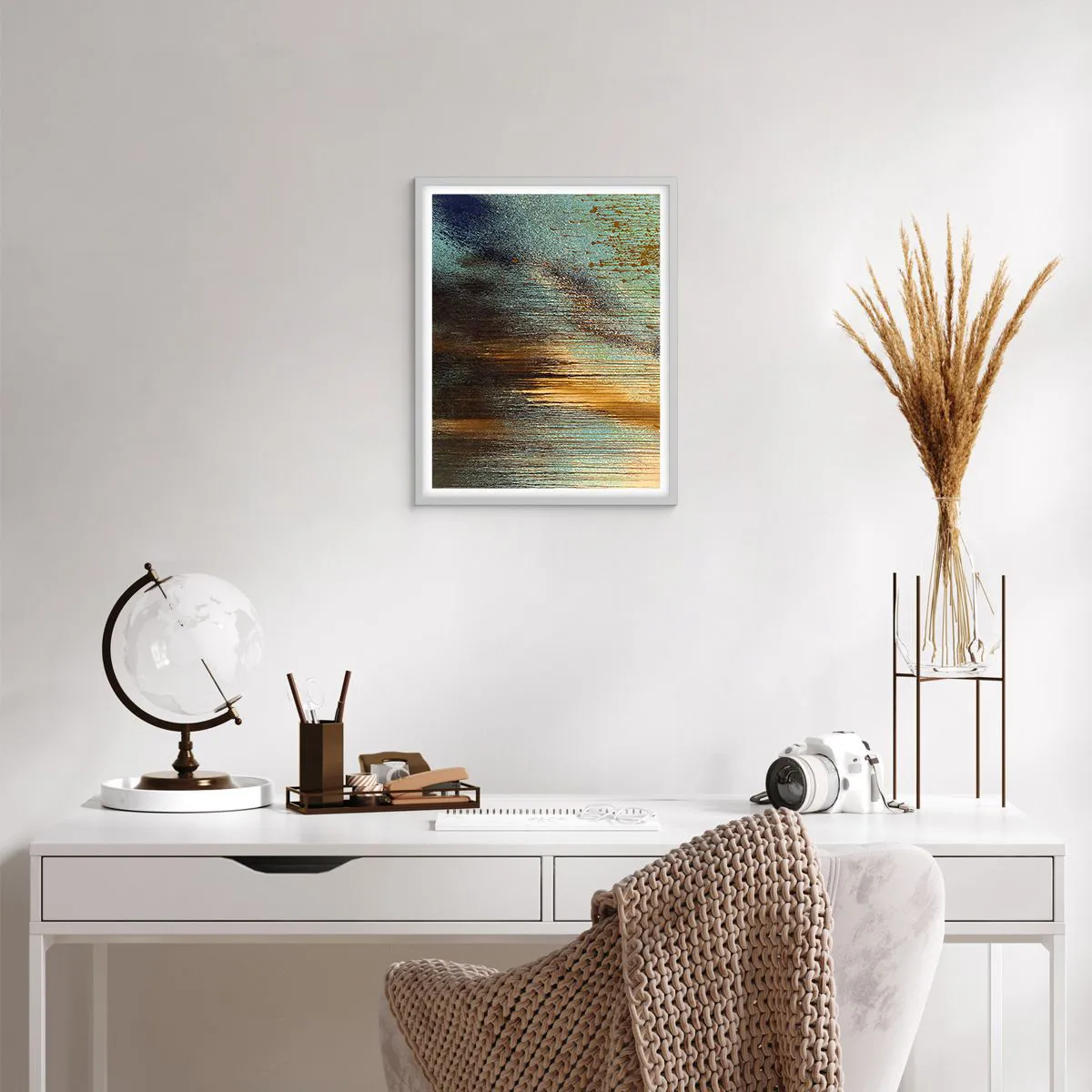 Poster in een witte lijst - Een niet toevallig kleurrijke compositie - 40x50 cm