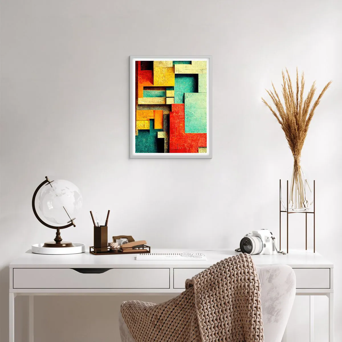 Plakat w białej ramie - Festiwal kątów prostych - 40x50 cm