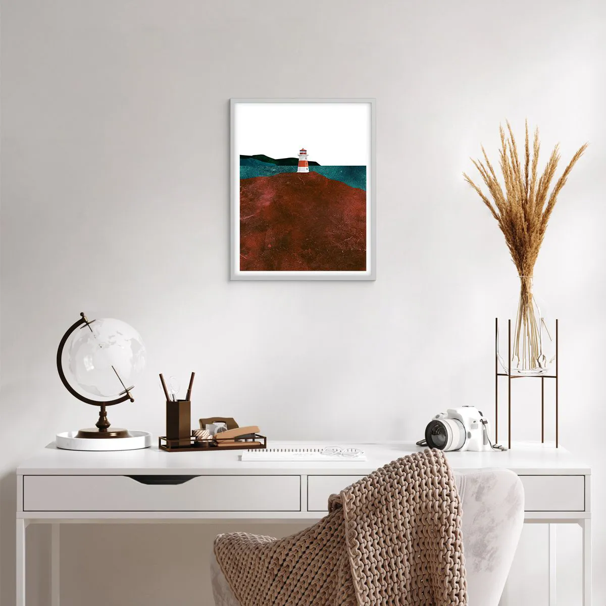 Poster in einem weißen Rahmen - Aufs Meer starren - 40x50 cm