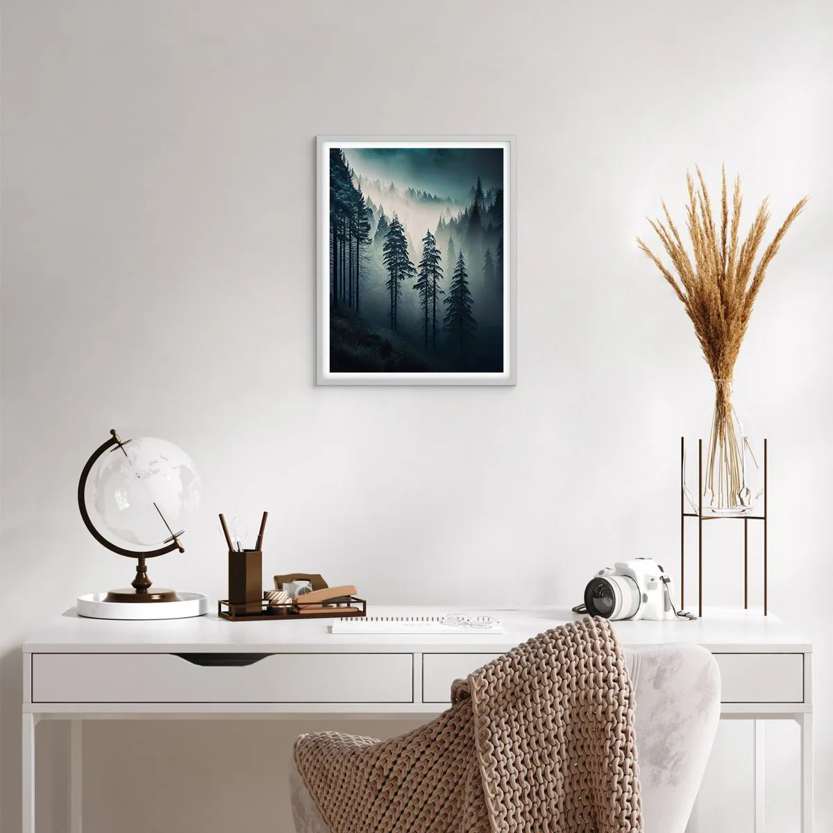 Affisch i vit ram - Morgon i fjällen - 40x50 cm