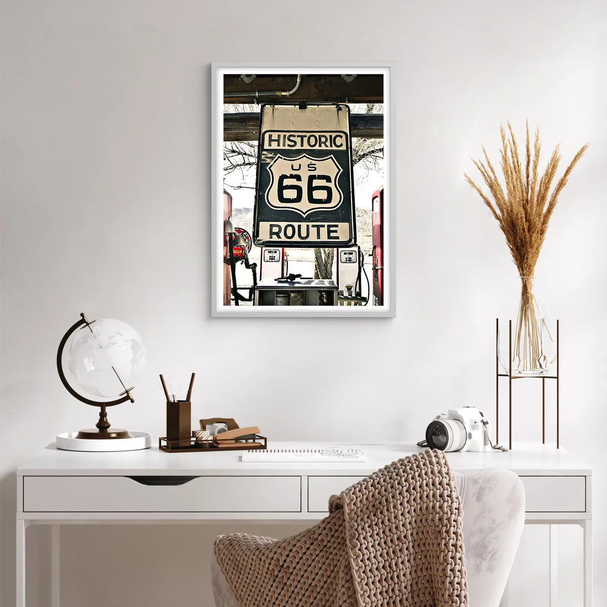 Plakat w białej ramie - Amerykańska retro podróż - 50x70 cm