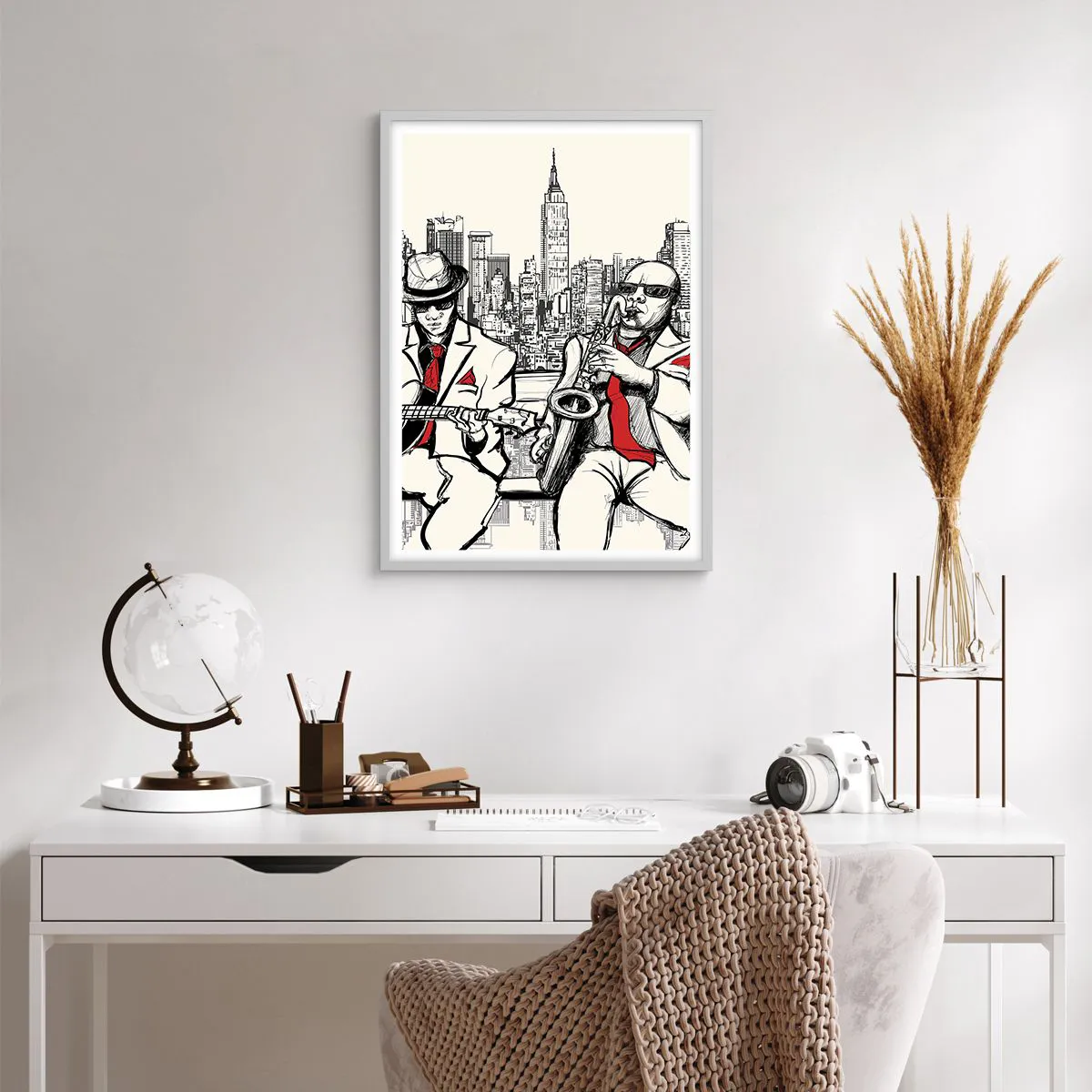 Affiche dans un cadre blanc - Poster - improvisation new-yorkaise - 50x70 cm