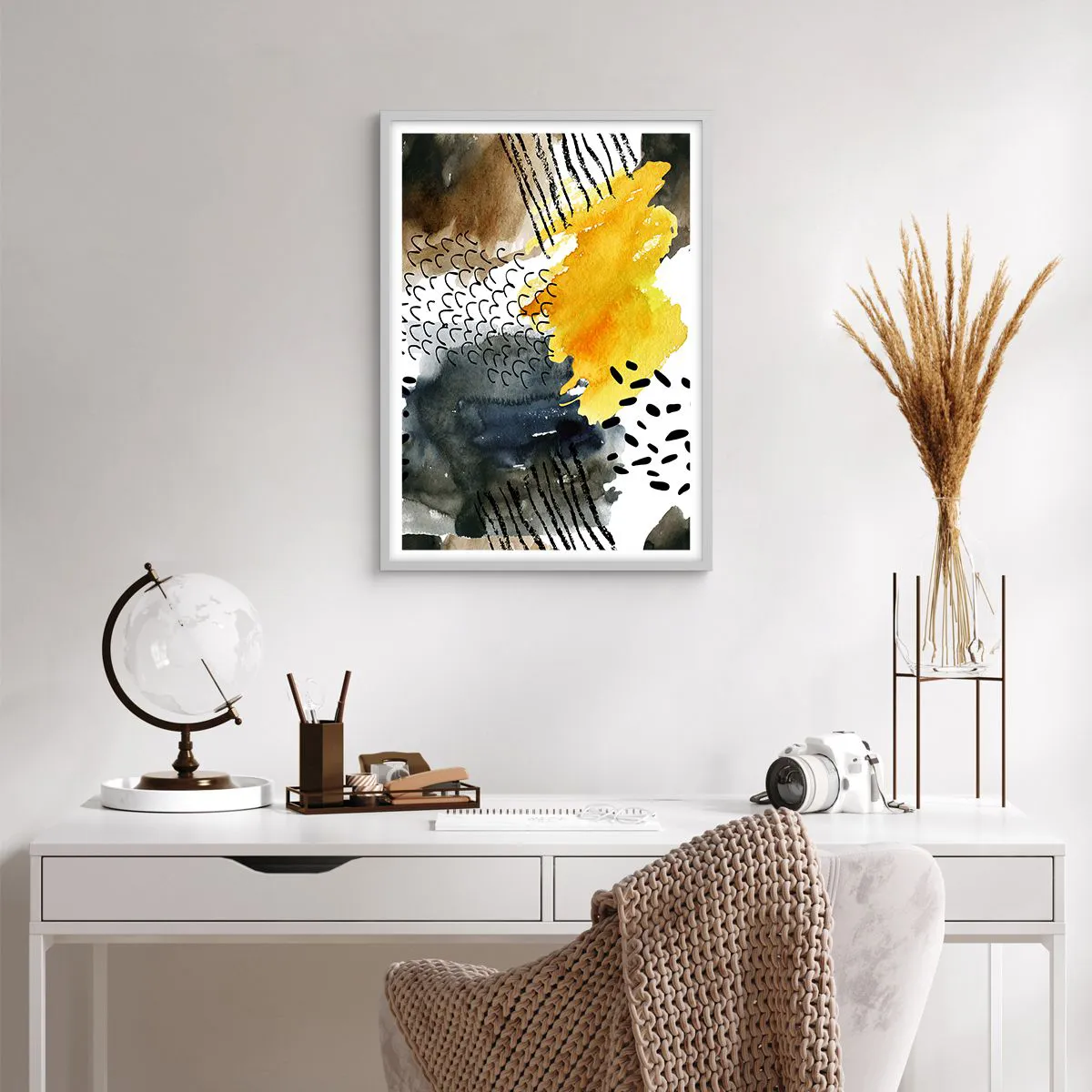 Affiche dans un cadre blanc - Poster - Rencontre des éléments - 50x70 cm