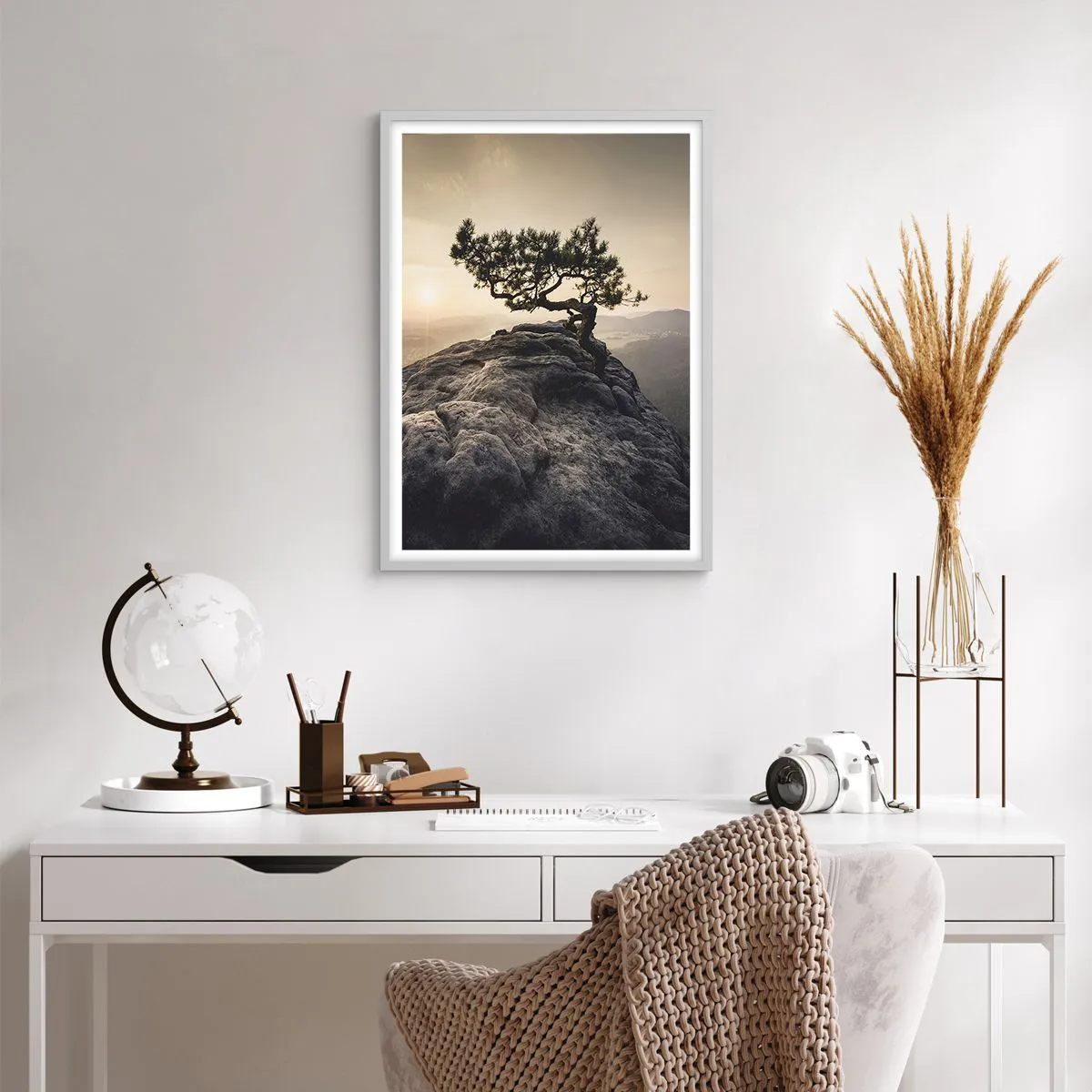 Poster în ramă albă - Viața învinge întotdeauna - 50x70 cm