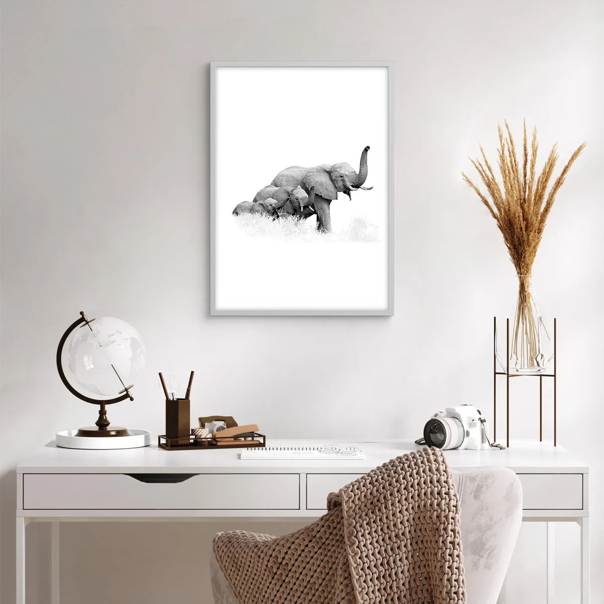 Affiche dans un cadre blanc - Poster - Un, deux, trois - 50x70 cm