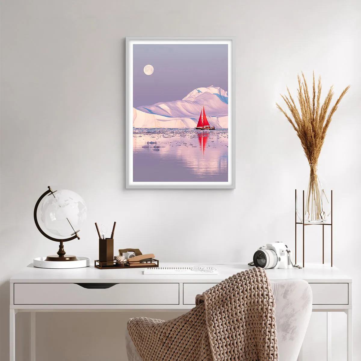 Affiche dans un cadre blanc - Poster - La chaleur de la voile, le froid de la glace - 50x70 cm