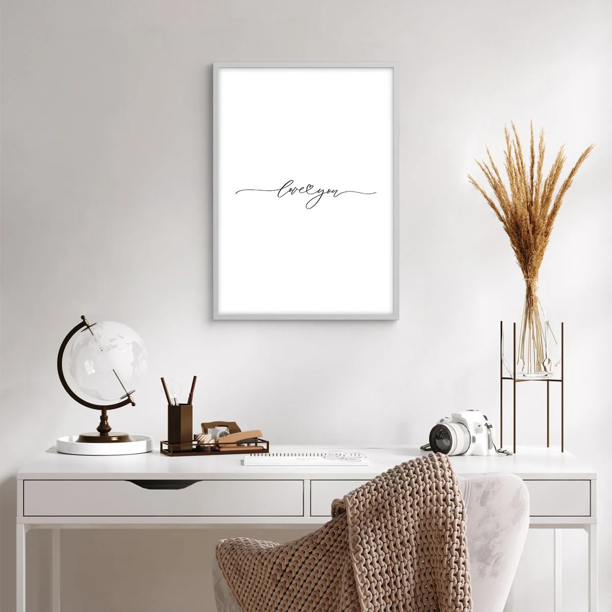 Poster în ramă albă - Negru pe alb - 50x70 cm