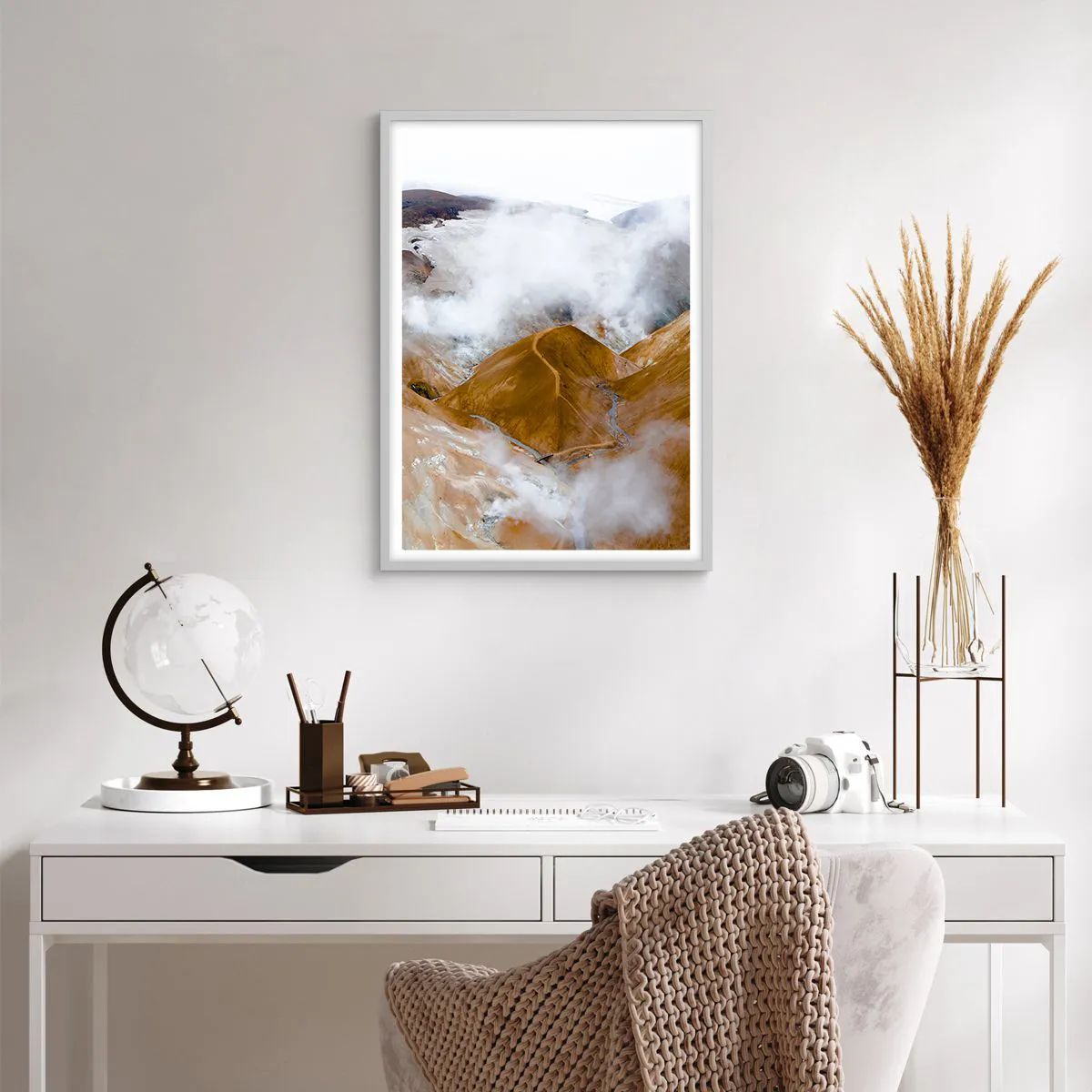 Pôster em moldura branca - A beleza crua da Islândia - 50x70 cm