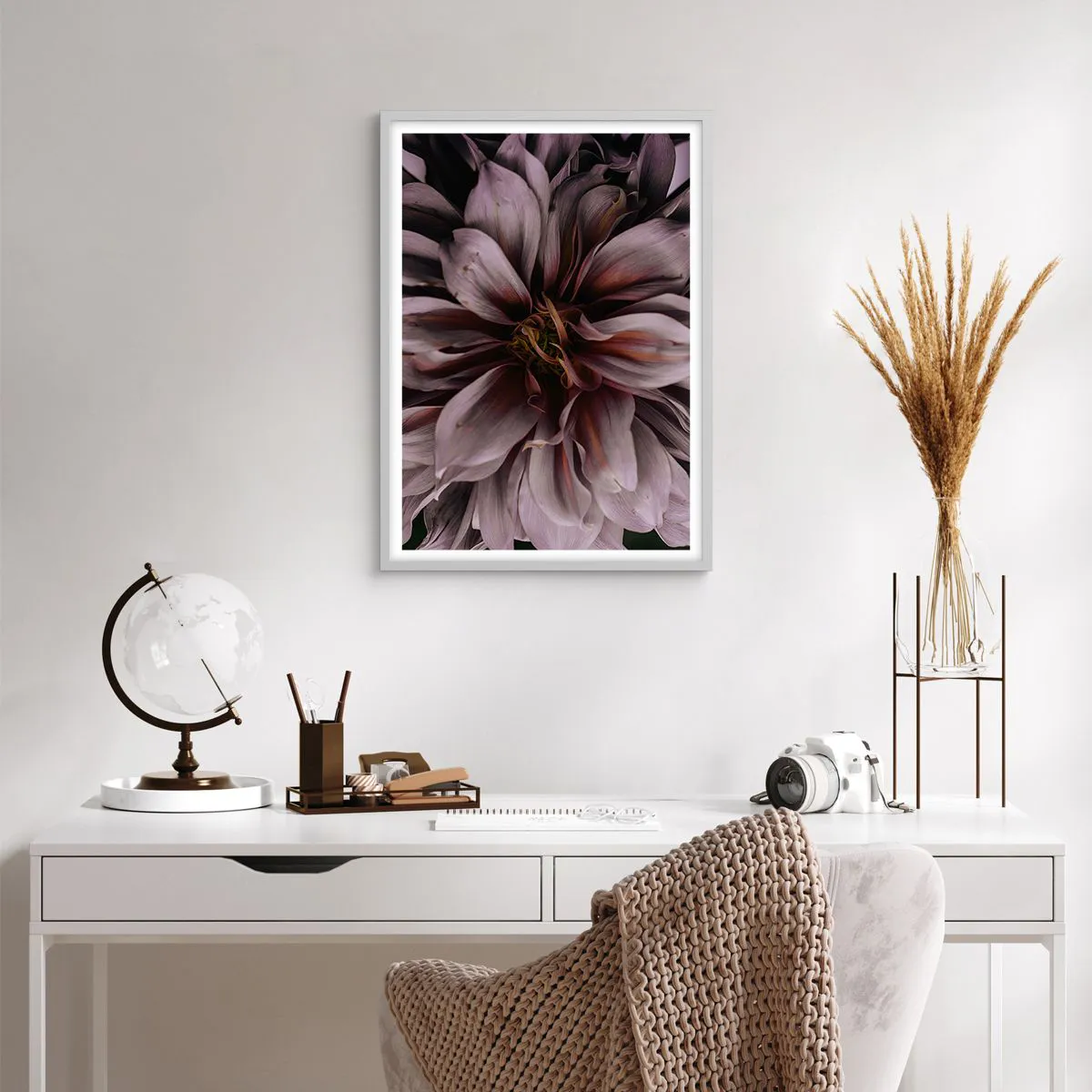 Affiche dans un cadre blanc - Poster - Un coeur fleuri - 50x70 cm