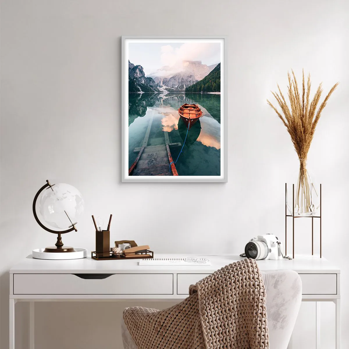 Poster in cornice bianca - Il sogno tranquillo dei monti - 50x70 cm