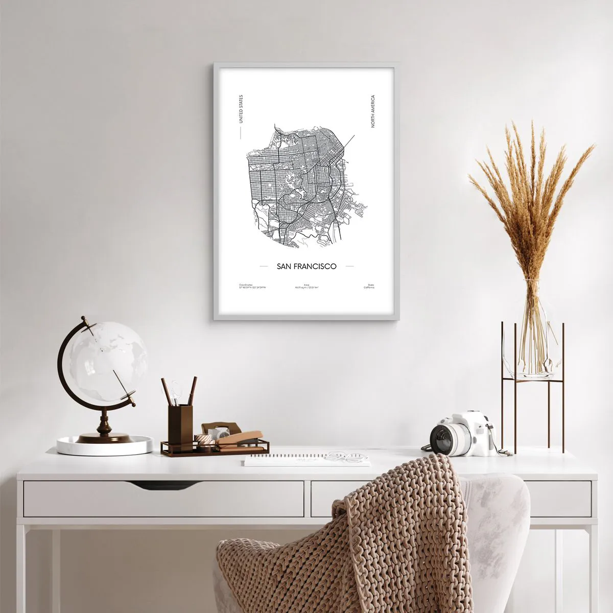 Poster in einem weißen Rahmen - Anatomie von San Francisco - 50x70 cm