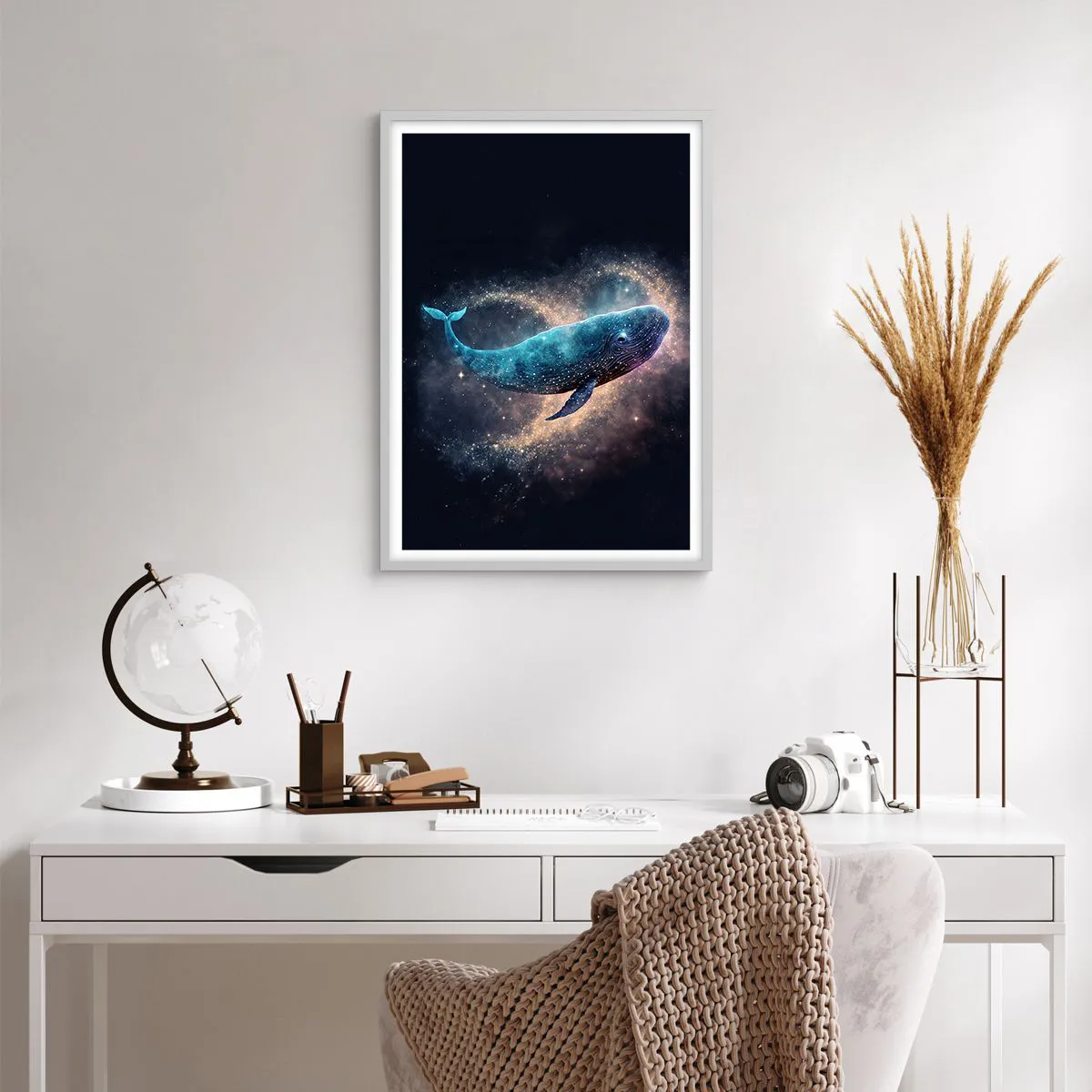 Plakat i hvid ramme - Der findes en verden... - 50x70 cm